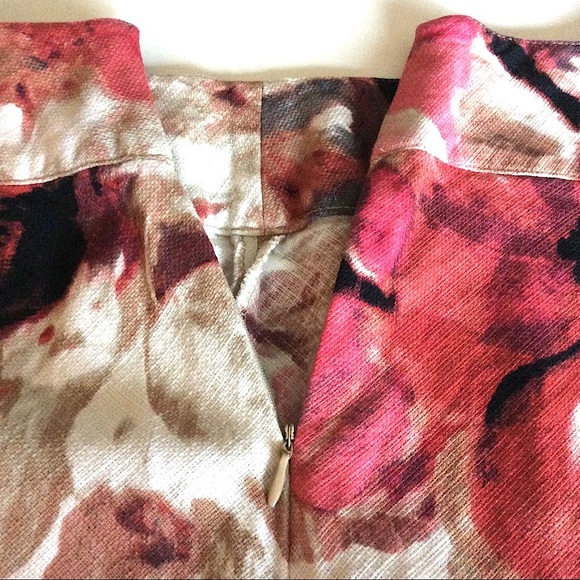 Watercolor Floral Print Pencil Skirt Coral - Picture 3 of 6